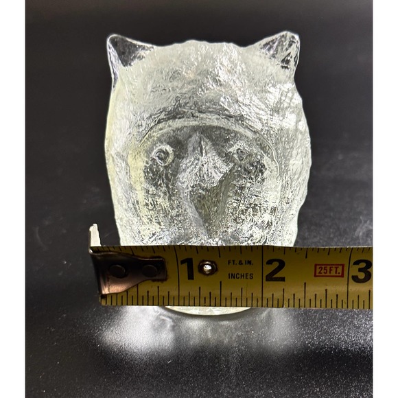 Vintage Pukeberg Sweden Textured Art Glass Owl Crystal Paperweight Figurine - Picture 10 of 13